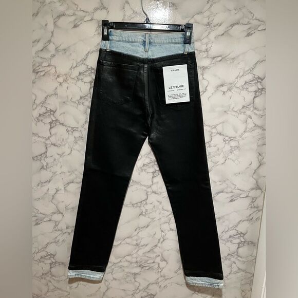 FRAME Le Sylvie Slender Straight Black Ice Jeans - Picture 5 of 8